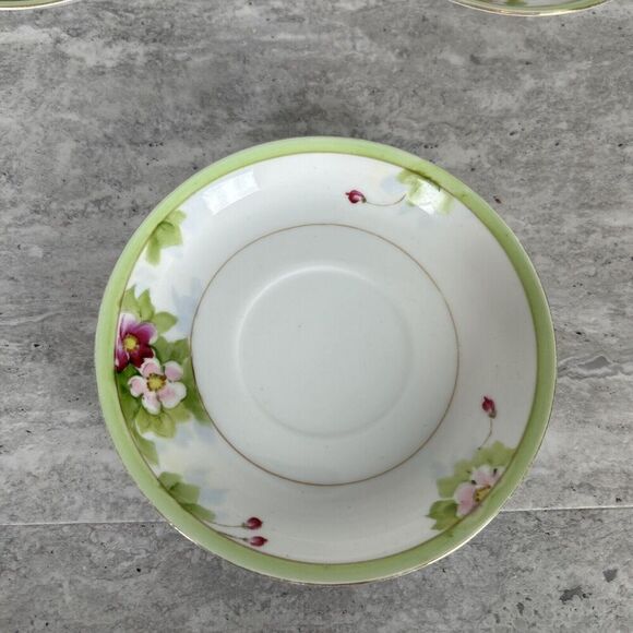 Saucers 4.5" Floral Spray Gold Filigree trim Set of 5 - Picture 3 of 14